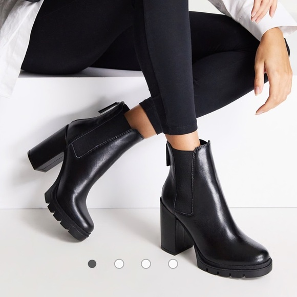 Steve Madden vertex high ankle boots in black leather Chunky Grunge Goth 6.5 - Picture 1 of 11